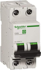 Schneider Electric - 25 Amp, 440 VAC, 2 Pole, DIN Rail Mounted Miniature Circuit Breaker - Magnetic Trip, Multiple Breaking Capacity Ratings, 18-4 AWG, 76mm Deep x 81mm High x 36mm Wide - Makers Industrial Supply