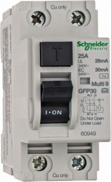 Schneider Electric - 25 Amp, 240 VAC, 2 Pole, Residual Current Device - Makers Industrial Supply