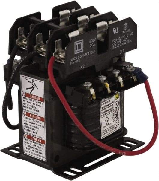 Square D - 1 Phase, 100 VA, Top Mount Fuse Block Control Transformer - 131°F Temp Rise - Makers Industrial Supply