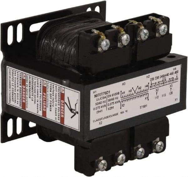 Square D - 1 Phase, 75 VA, Control Transformer - 131°F Temp Rise - Makers Industrial Supply