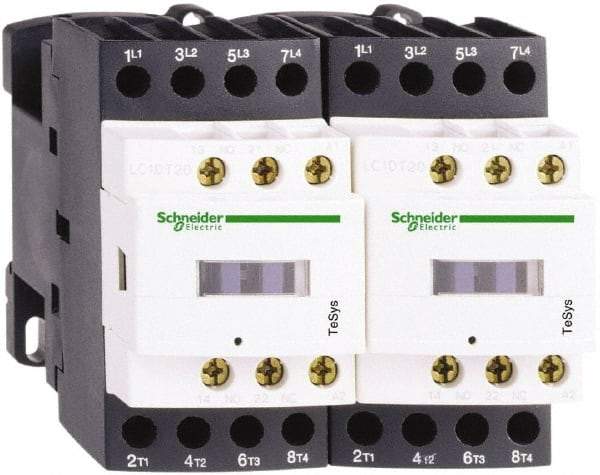 Schneider Electric - 4 Pole, 120 Coil VAC at 50/60 Hz, 25 Amp at 440 VAC, Reversible IEC Contactor - Bureau Veritas, CCC, CSA, CSA C22.2 No. 14, DNV, EN/IEC 60947-4-1, EN/IEC 60947-5-1, GL, GOST, LROS, RINA, RoHS Compliant, UL 508, UL Listed - Makers Industrial Supply