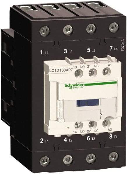 Schneider Electric - 4 Pole, 120 Coil VAC at 50/60 Hz, 60 Amp at 440 VAC, Nonreversible IEC Contactor - Bureau Veritas, CCC, CSA, CSA C22.2 No. 14, DNV, EN/IEC 60947-4-1, EN/IEC 60947-5-1, GL, GOST, LROS, RINA, UL 508, UL Listed - Makers Industrial Supply