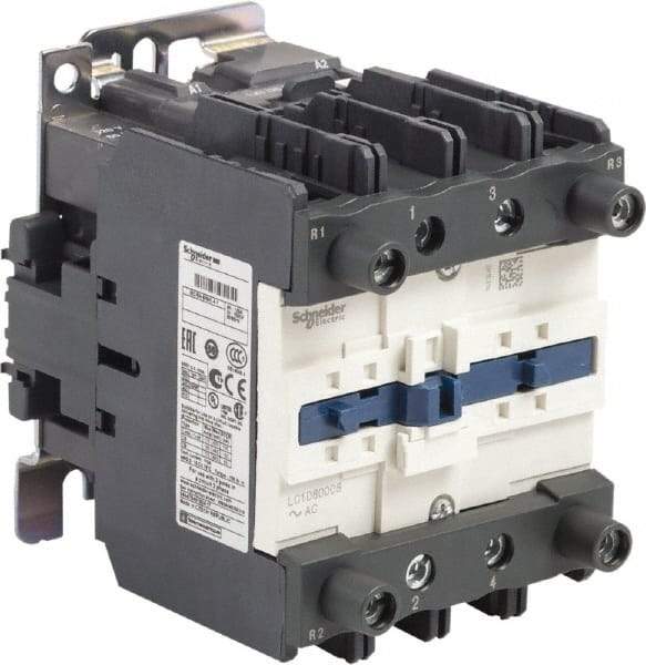 Schneider Electric - 4 Pole, 120 Coil VAC at 60 Hz, 125 Amp at 440 VAC, Nonreversible IEC Contactor - Bureau Veritas, CCC, CSA, CSA C22.2 No. 14, DNV, EN/IEC 60947-4-1, EN/IEC 60947-5-1, GL, GOST, LROS, RINA, RoHS Compliant, UL 508, UL Listed - Makers Industrial Supply