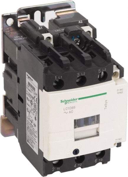 Schneider Electric - 3 Pole, 200 Coil VAC at 60 Hz, 65 Amp at 440 VAC and 80 Amp at 440 VAC, Nonreversible IEC Contactor - 1 Phase hp: 10 at 230/240 VAC, 5 at 115 VAC, 3 Phase hp: 20 at 200/208 VAC, 20 at 230/240 VAC, 50 at 460/480 VAC, 50 at 575/600 VAC - Makers Industrial Supply