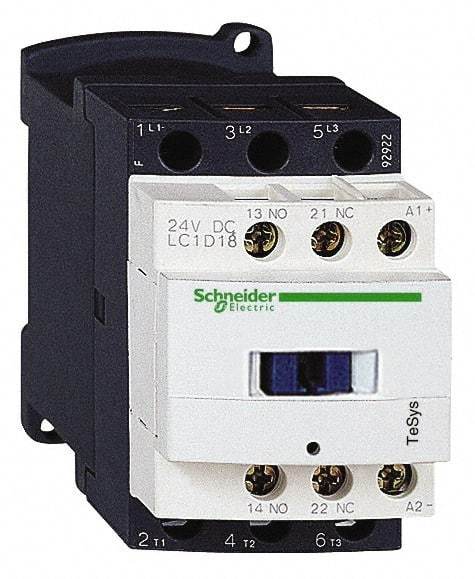 Schneider Electric - 3 Pole, 120 Coil VAC at 50/60 Hz, 18 Amp at 440 VAC and 32 Amp at 440 VAC, Nonreversible IEC Contactor - 1 Phase hp: 1 at 115 VAC, 3 at 230/240 VAC, 3 Phase hp: 10 at 460/480 VAC, 15 at 575/600 VAC, 5 at 200/208 VAC, 5 at 230/240 VAC - Makers Industrial Supply