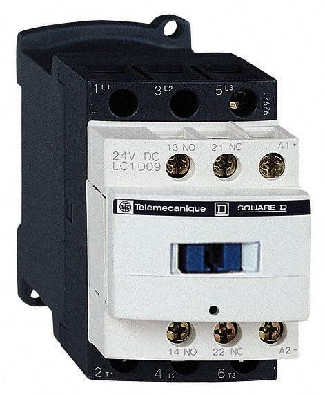 Schneider Electric - 3 Pole, 600 Coil VAC at 50/60 Hz, 25 Amp at 440 VAC and 9 Amp at 440 VAC, Nonreversible IEC Contactor - 1 Phase hp: 0.5 at 115 VAC, 1 at 230/240 VAC, 3 Phase hp: 2 at 200/208 VAC, 2 at 230/240 VAC, 5 at 460/480 VAC, 7.5 at 575/600 VAC - Makers Industrial Supply