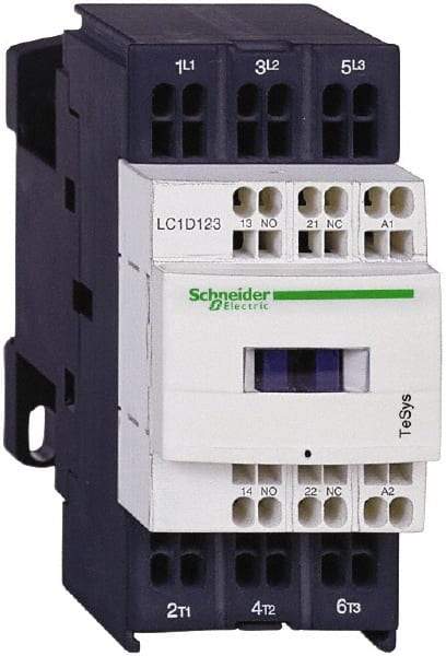 Schneider Electric - 3 Pole, 24 Coil VDC, 16 Amp at 440 VAC and 9 Amp at 440 VAC, Nonreversible IEC Contactor - 1 Phase hp: 0.5 at 115 VAC, 1 at 230/240 VAC, 3 Phase hp: 2 at 200/208 VAC, 2 at 230/240 VAC, 5 at 460/480 VAC, 7.5 at 575/600 VAC - Makers Industrial Supply