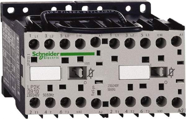 Schneider Electric - 3 Pole, 24 Coil VDC, 12 Amp at 440 VAC, 16 Amp at 690 VAC and 20 Amp at 440 VAC, Reversible IEC Contactor - BS 5424, CSA, IEC 60947, NF C 63-110, RoHS Compliant, UL Listed, VDE 0660 - Makers Industrial Supply