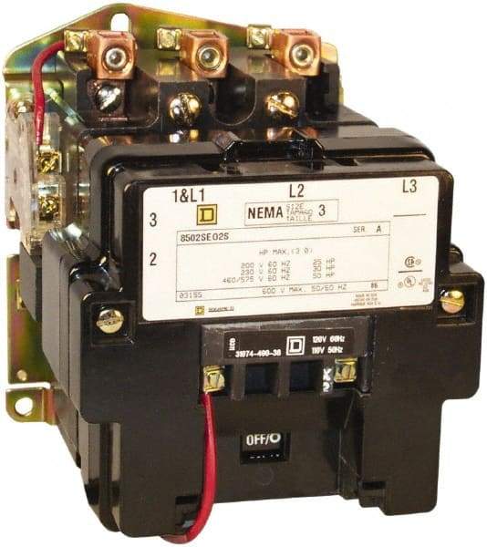 Square D - 3 Pole, 380 Coil VAC at 50 Hz, 90 Amp NEMA Contactor - Open Enclosure, 50 Hz at 380 VAC - Makers Industrial Supply