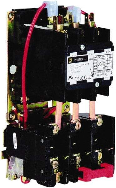 Square D - 2 Pole, 30 Amp Inductive Load, 110 Coil VAC at 50 Hz and 120 Coil VAC at 60 Hz, Definite Purpose Contactor - Phase 1 Hp:  2 at 115 VAC, 5 at 230 VAC, Open Enclosure - Makers Industrial Supply