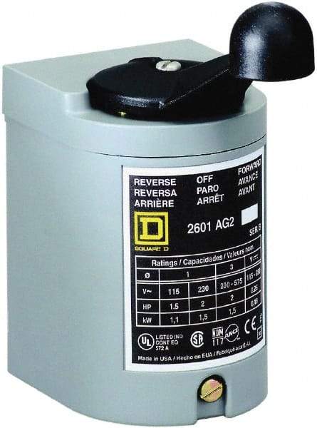 Square D - 250 VDC, 600 VAC Input Volt, Reversing, Drum Switch - CSA, RoHS Compliant, UL Listed - Makers Industrial Supply