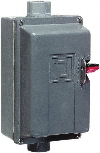 Square D - 2 Poles, 27 Amp, M-1 NEMA, Enclosed Pushbutton Manual Motor Starter - 2 hp at 115 VAC & 3 hp at 230 VAC, CSA, NEMA 4/4X & UL Listed - Makers Industrial Supply