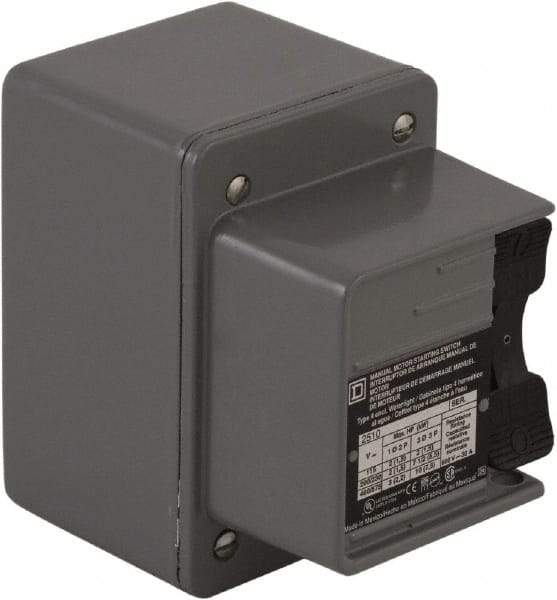 Square D - 3 Poles, 30 Amp, NEMA, Enclosed Toggle Manual Motor Starter - 1 hp at 90 VDC, 10 hp at 460 VAC, 10 hp at 575 VAC, 1-1/2 hp at 230 VDC, 2 hp at 115 VAC, 2 hp at 115 VDC & 7-1/2 hp at 230 VAC, CE, CSA, NEMA 4 & UL Listed - Makers Industrial Supply