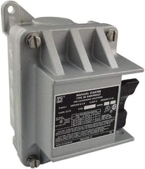 Square D - 2 Poles, 16 Amp, NEMA, Enclosed Toggle Manual Motor Starter - 1 hp at 115 VAC, 1 hp at 230 VAC, 1 hp at 277 VAC, 3/4 hp at 115 VDC & 3/4 hp at 230 VDC, CE, CSA, NEMA 3R/7/9 & UL Listed - Makers Industrial Supply