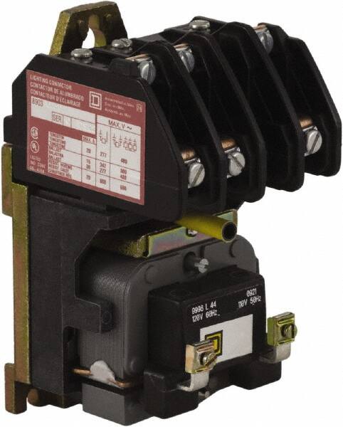 Square D - No Enclosure, 3 Pole, Electrically Held Lighting Contactor - 20 A (Tungsten), 30 A (Fluorescent), 220 VAC at 50 Hz, 240 VAC at 60 Hz, 3NO Contact Configuration - Makers Industrial Supply