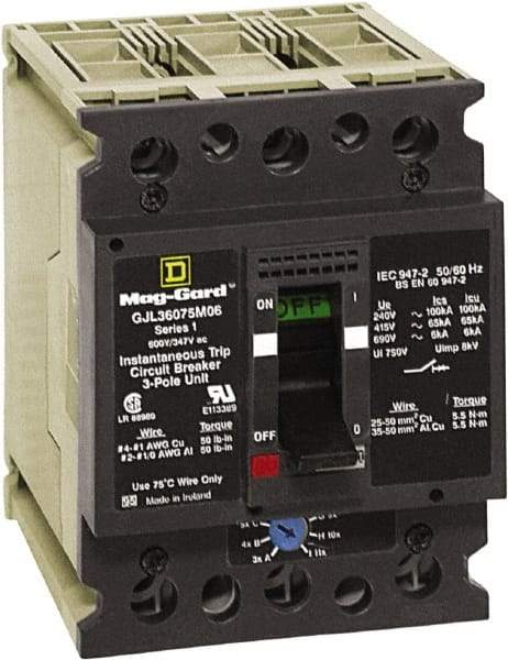 Square D - 30 Continuous Amp, Motor Circuit Protector - 3 Pole, 90 to 330 A Trip Setting - Makers Industrial Supply