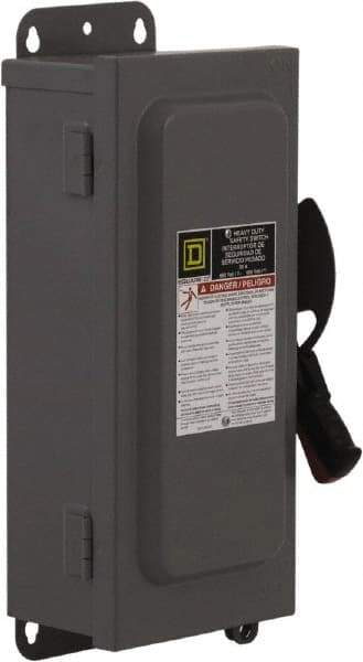 Square D - 30 Amp, 600 VAC/VDC, 3 Pole Nonfused Safety Switch - NEMA 12 & 3R, 10 hp at 600 VAC, 15 at 600 VDC (Single Phase), 30 hp at 600 VAC, 15 hp at 600 VDC (Triple Phase) - Makers Industrial Supply