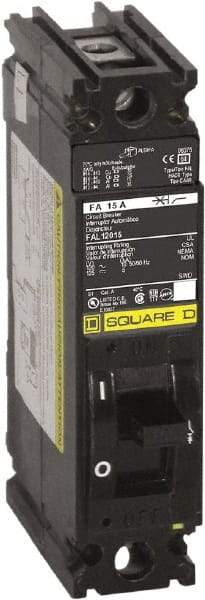 Square D - 15 Amp, 125 VDC, 480Y/277 VAC, 1 Pole, Individually Mounted Molded Case Circuit Breaker - Thermal Magnetic Trip, 18 kA at 480 VAC Breaking Capacity, 12-4 (Aluminum), 14-4 (Copper) AWG, 4.13 Inch Deep x 6 Inch High x 1-1/2 Inch Wide - Makers Industrial Supply