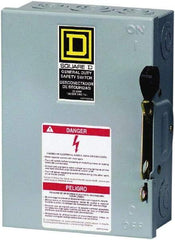 Square D - 30 Amp, 120/240 V, 2 Pole Fused Safety Switch - NEMA 1, 2 hp at 120 VAC, 3 hp at 240 VAC (Single Phase), DPST Contact Form - Makers Industrial Supply