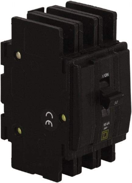 Square D - 15 Amp, 240 VAC, 3 Pole, DIN Rail Mounted, Flush Mount, Surface Mount Miniature Circuit Breaker - Thermal Magnetic Trip, 10 kA at 120/240 VAC Breaking Capacity, 14-2 (Aluminum), 14-2 (Copper) AWG, 74mm Deep x 103mm High x 19mm Wide - Makers Industrial Supply