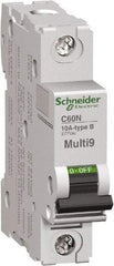 Schneider Electric - 6 Amp, 1 Pole, DIN Rail Mount Standard Circuit Breaker - Multiple Breaking Capacity Ratings, 14-4 (Copper) AWG, 3 Inch Deep x 3.19 Inch High x 0.71 Inch Wide - Makers Industrial Supply