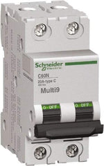 Schneider Electric - 1 Amp, 2 Pole, DIN Rail Mount Standard Circuit Breaker - Multiple Breaking Capacity Ratings, 14-4 (Copper) AWG, 3 Inch Deep x 3.19 Inch High x 1.42 Inch Wide - Makers Industrial Supply