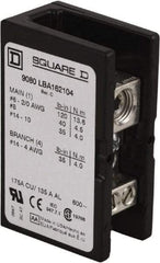 Square D - 1 Pole, 175 (Copper) Amp, Phenolic Power Distribution Block - 600 VAC, 1 Primary Connection - Makers Industrial Supply