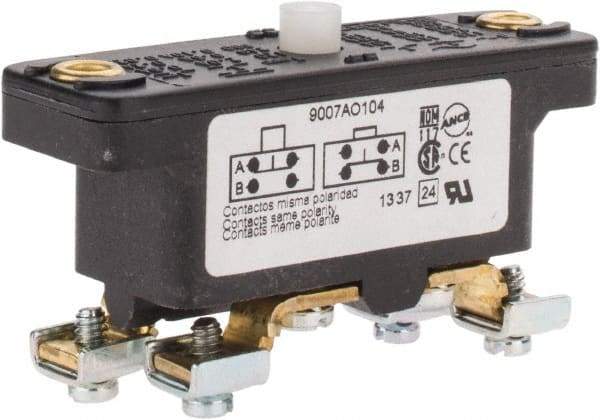 Square D - 0.25 Amp at 125 VDC, 5 Amp at 600 VAC, SPDT-DB, Basic Snap Switch - 600 V, Screw Terminal, 0.69 Lb Max Operating Force, 2-1/2 Inch High x 0.83 Inch Long x 1.03 Inch Wide, -20 to 185°F - Makers Industrial Supply