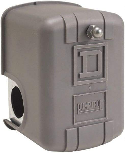 Square D - 1 NEMA Rated, DPST, 150 psi, Air Compressor, Electromechanical Pressure and Level Switch - Adjustable Pressure, 115 VAC, 1/4 Inch Connector, Screw Terminal, For Use with Power Circuits - Makers Industrial Supply