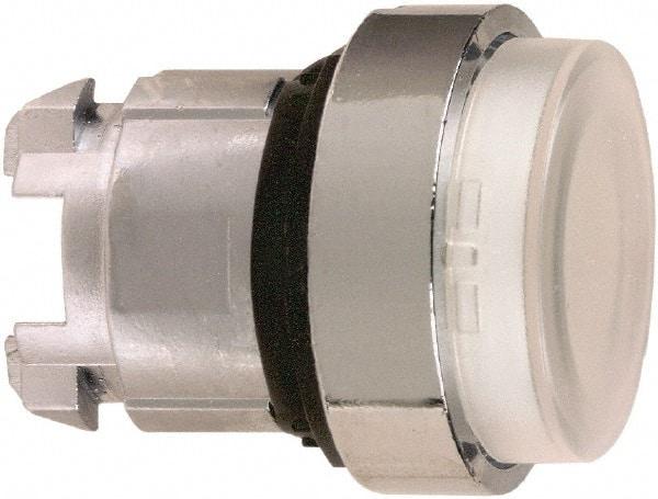 Schneider Electric - 22mm Mount Hole, Extended Straight, Pushbutton Switch Only - Round, White Pushbutton, Illuminated, Maintained (MA) - Makers Industrial Supply