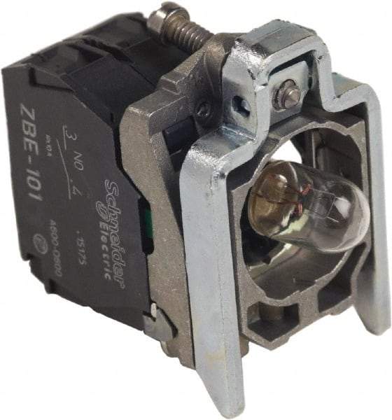 Schneider Electric - Pushbutton Switch Mounting Collar with Contact Block & Light Module - BA 9s Lamp - Makers Industrial Supply