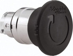 Schneider Electric - 22mm Mount Hole, Extended Mushroom Head, Pushbutton Switch Only - Round, Black Pushbutton, Nonilluminated, Maintained (MA) - Makers Industrial Supply