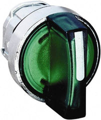 Schneider Electric - 22mm Mount Hole, 3 Position, Handle Operated, Selector Switch - Green, Momentary (MO), Illuminated, Shock, Vibration and Water Resistant - Makers Industrial Supply