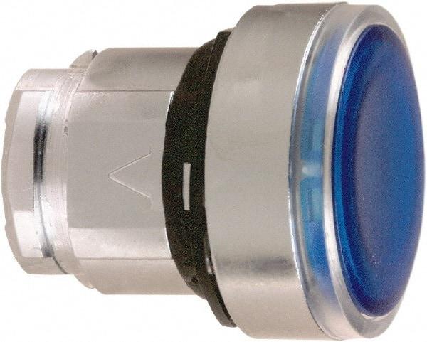 Schneider Electric - 22mm Mount Hole, Flush, Pushbutton Switch Only - Round, Blue Pushbutton, Illuminated, Maintained (MA) - Makers Industrial Supply