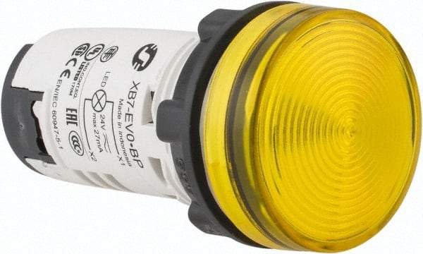 Schneider Electric - 24 V Yellow Lens LED Pilot Light - Round Lens, Screw Clamp Connector, 29mm Wide - Makers Industrial Supply