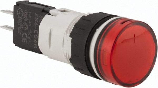 Schneider Electric - 48-120 VAC/VDC Red Lens LED Pilot Light - Round Lens, Quick Connect Connector, 18mm Wide, Vibration Resistant - Makers Industrial Supply