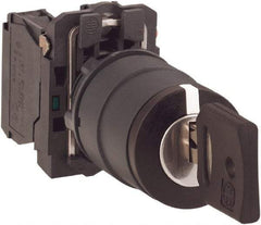 Schneider Electric - 22mm Mount Hole, 2 Position, Key Operated, Selector Switch with Contact Blocks - Maintained (MA), Shock, Vibration and Water Resistant - Makers Industrial Supply