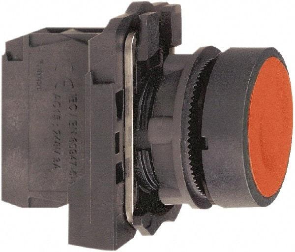 Schneider Electric - 22mm Mount Hole, Flush, Pushbutton Switch with Contact Block - Round, Red Pushbutton, Momentary (MO) - Makers Industrial Supply