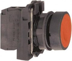 Schneider Electric - 22mm Mount Hole, Flush, Pushbutton Switch with Contact Block - Round, Red Pushbutton, Momentary (MO) - Makers Industrial Supply