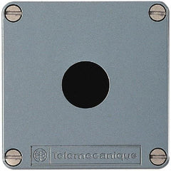 Schneider Electric - 1 Hole, 22mm Hole Diameter, Zinc Alloy Pushbutton Switch Enclosure - 80mm High x 80mm Wide x 74-1/2mm Deep - Makers Industrial Supply