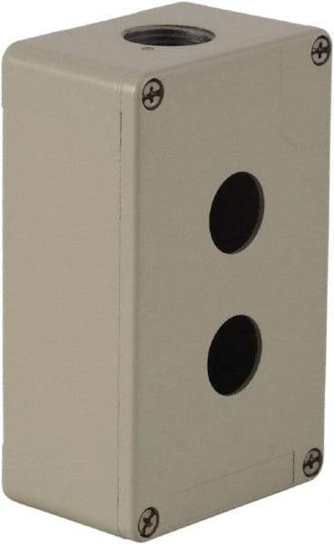 Schneider Electric - 2 Hole, 1.58 Inch Hole Diameter, Zinc Alloy Pushbutton Switch Enclosure - 5.12 Inch High x 3.15 Inch Wide x 2.03 Inch Deep, 4, 13 NEMA Rated - Makers Industrial Supply