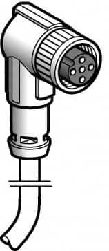 Telemecanique Sensors - 4 Amp, M12 3 Pin Elbowed Female Cordset Sensor and Receptacle - 10 to 30 VDC, 2m Cable Length, IP67 Ingress Rating - Makers Industrial Supply