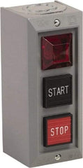 Schneider Electric - 3 Operator, Projecting Pushbutton Control Station - Start, Stop (Legend), Momentary Switch, NO/NC Contact, NEMA 1 - Makers Industrial Supply