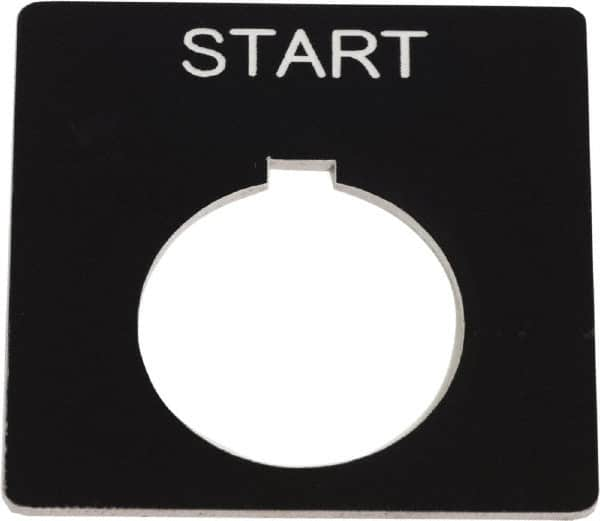 Schneider Electric - Square, Plastic Legend Plate - Start - Black Background, White Letters, 1.2 Inch Hole Diameter, 2-1/4 Inch Square - Makers Industrial Supply