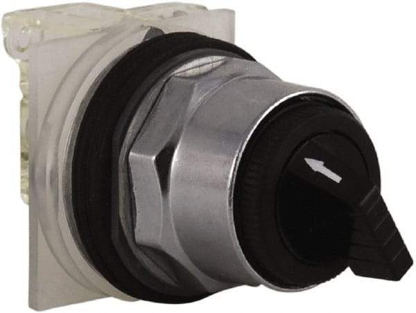 Schneider Electric - 30mm Mount Hole, 2 Position, Knob and Pushbutton Operated, Selector Switch - Black, Maintained (MA), NO/NC, Weatherproof and Dust and Oil Resistant - Makers Industrial Supply