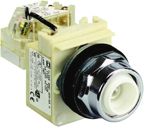 Schneider Electric - 250 V Incandescent & LED Push-to-Test Pilot Light - Screw Clamp Connector, 104mm OAL x 54mm Wide, Dust-tight, Oiltight, Shock Resistant, Vibration Resistant, Watertight - Makers Industrial Supply