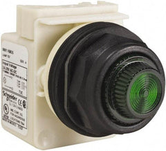 Schneider Electric - 24 V, 28 V Green Lens Indicating Light - Round Lens, Screw Clamp Connector, Corrosion Resistant, Dust Resistant, Oil Resistant - Makers Industrial Supply