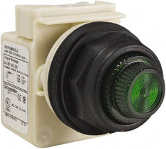 Schneider Electric - 24 V, 28 V Green Lens LED Indicating Light - Round Lens, Screw Clamp Connector, Corrosion Resistant, Dust Resistant, Oil Resistant - Makers Industrial Supply