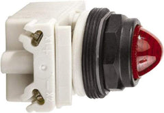 Schneider Electric - 120 VAC Red Lens Incandescent Pilot Light - Round Lens, Screw Clamp Connector, 54mm OAL x 42mm Wide, Vibration Resistant - Makers Industrial Supply