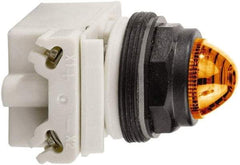 Schneider Electric - 120 VAC White Lens LED Pilot Light - Round Lens, Screw Clamp Connector, 54mm OAL x 42mm Wide, Vibration Resistant - Makers Industrial Supply